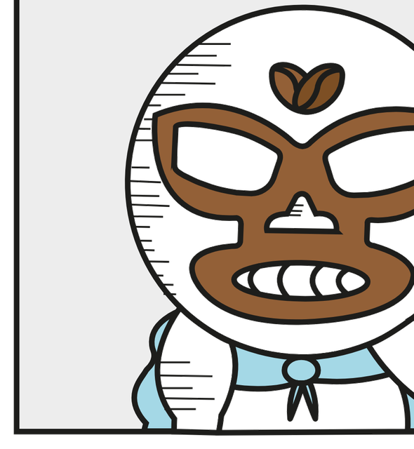 Cachito mascot with coffee to go
